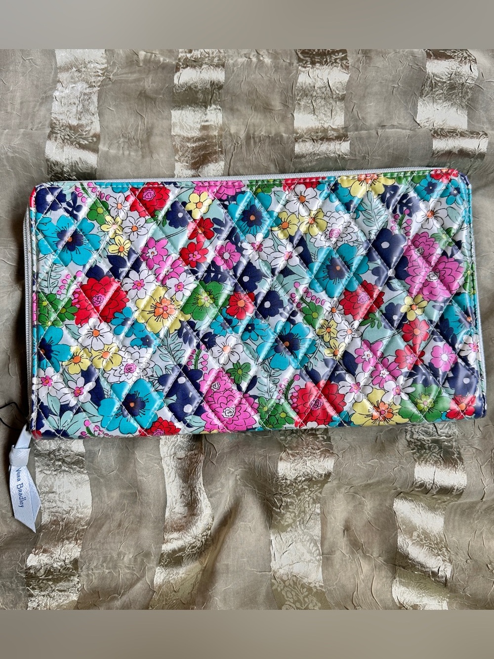 Vera Bradley Floral Blue Travel Cosmetic or Tech Clutch Case